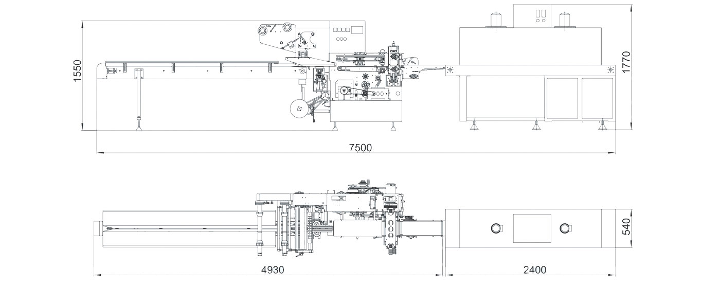 RS-590A型全自动高速热收缩包装机（上走膜）机械平面图